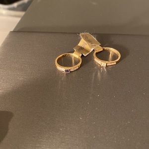 Baguette Cut Diamonds with Blue Sapphire Center or Emerald Center